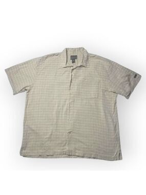 FUBU Beige Plaid Cotton Button Down Shirt XXL